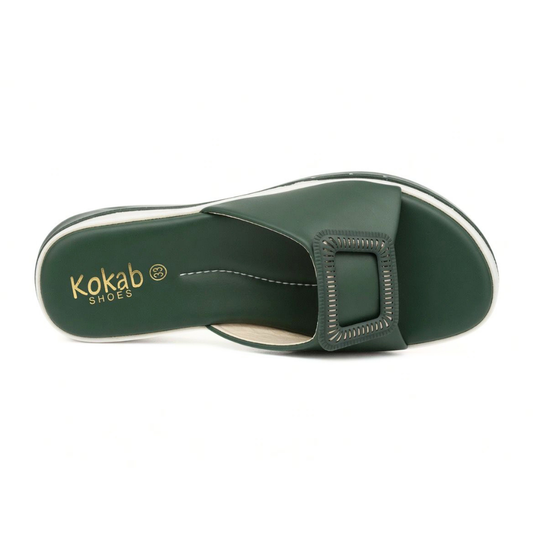Green Buckle Slippers