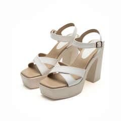 White Crisscross Platform Heels