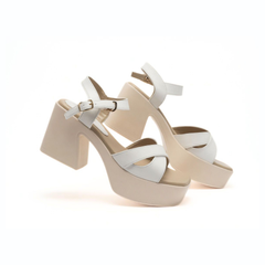 White Crisscross Platform Heels