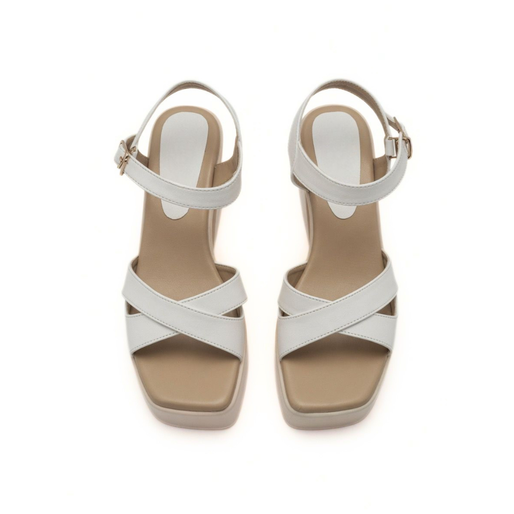 White Crisscross Platform Heels