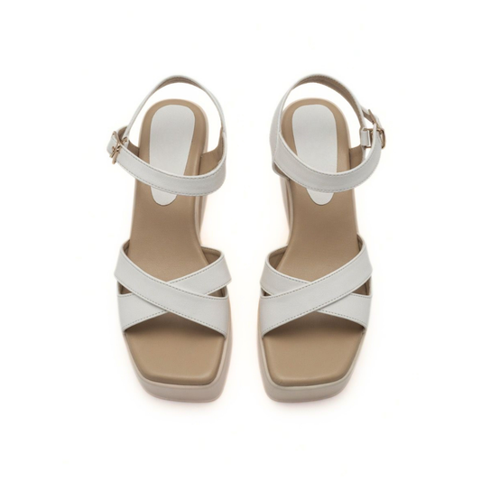 White Crisscross Platform Heels