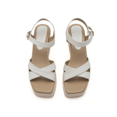 White Crisscross Platform Heels
