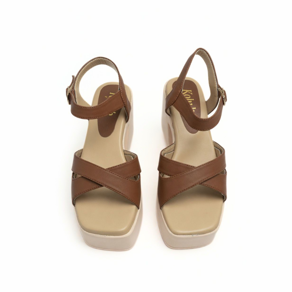 Brown Crisscross Platform Heels