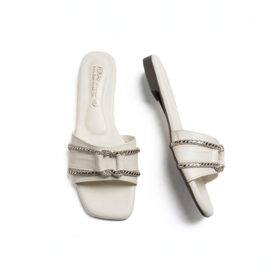 Cream Chain Slides