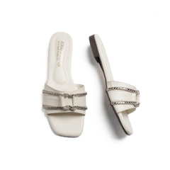 Cream Chain Slides