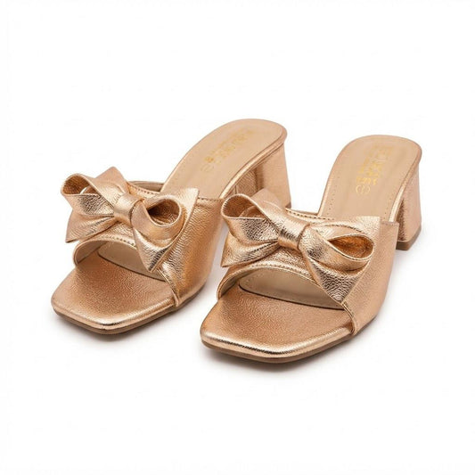 Peachy Bow Block Heel