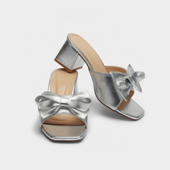 Silver Bow Heels