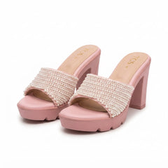 Pink Beaded Platform Heels