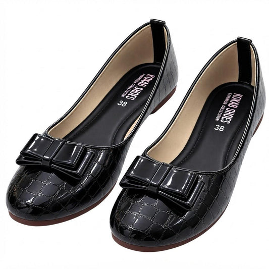 Black crocodile flat pumps