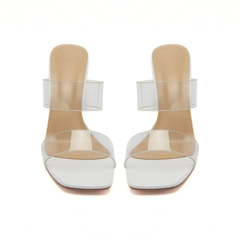 White Clear Strap Mules