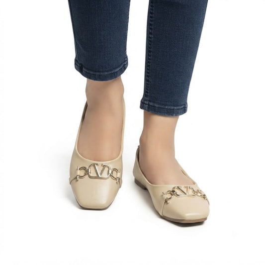 Cream Gold Pumps