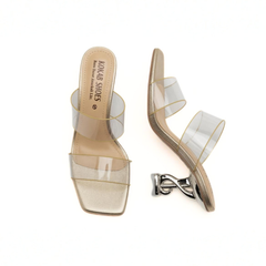 Golden Clear Strap Mules
