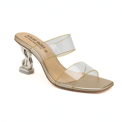 Golden Clear Strap Mules
