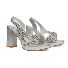 Silver Embellished Platform Heels