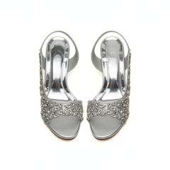Silver Embellished Platform Heels