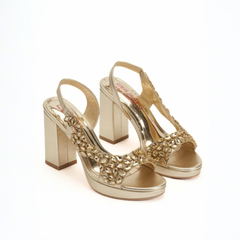 Golden Embellished Platform Heels