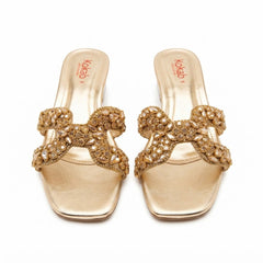 Golden Embellished Crystal Heel
