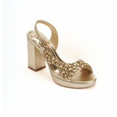 Golden Embellished Platform Heels