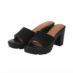 Black Beaded Platform heels