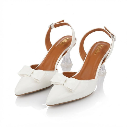 White bow crystal heel