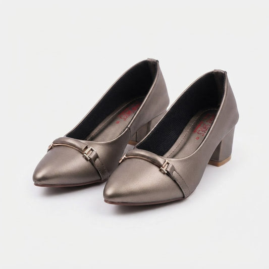 Grey Block Heel Pumps