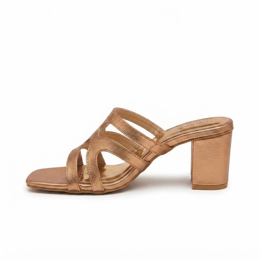Peach Cutout Block Heel