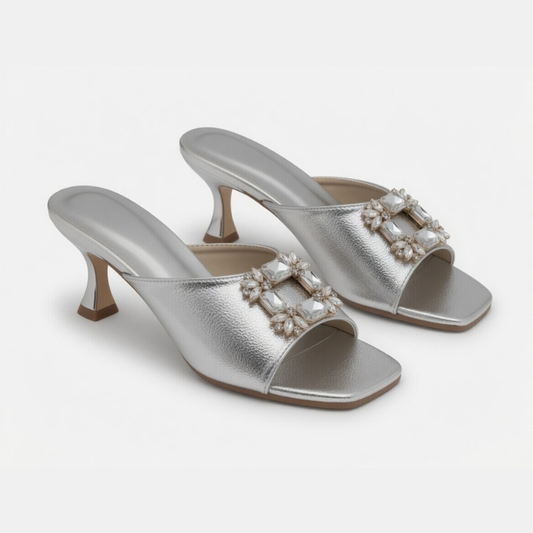Silver Jewel Heels