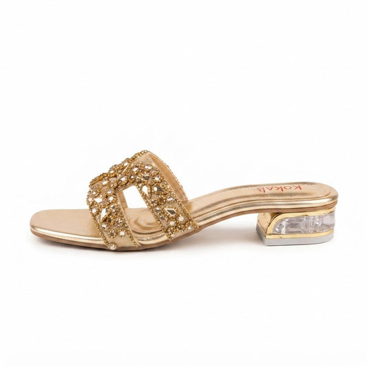 Golden Embellished Crystal Heel