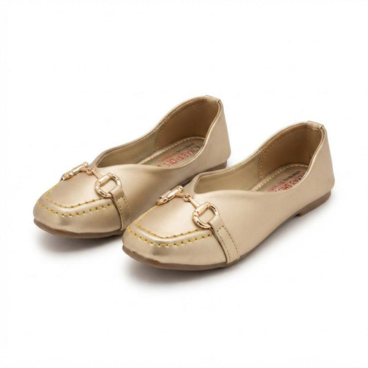 Golden Flat Pumps