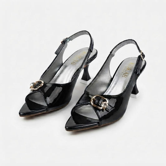 Black Patent Heel Coat Shoe