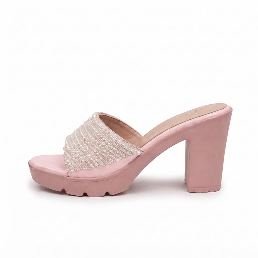 Pink Beaded Platform Heels