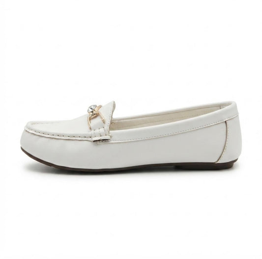 White Embellished Loafers