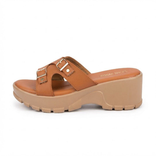 Mustard Dual Buckle Wedge slide