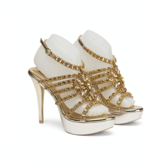 Golden Jeweled Platform Heels