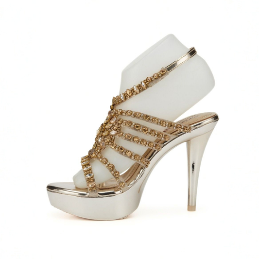 Golden Jeweled Platform Heels