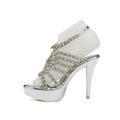 Silver Jeweled Platform Heels
