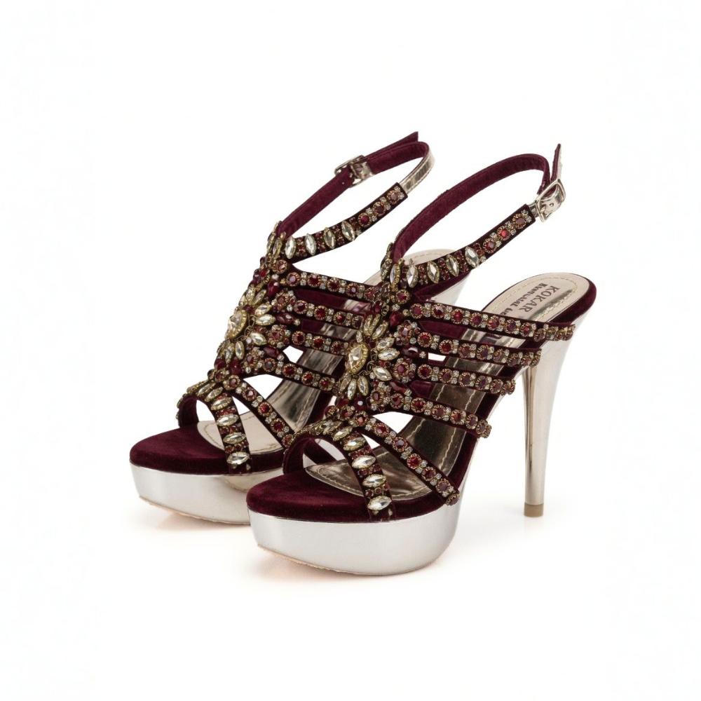 Red Jeweled Platform Heels
