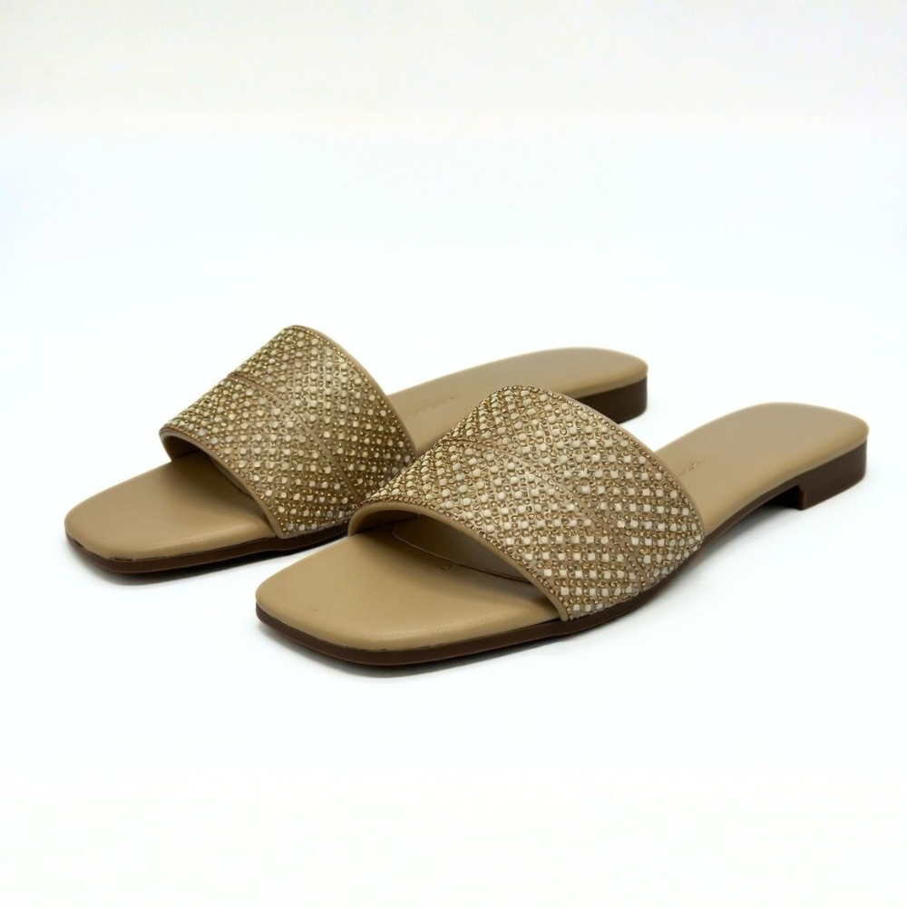 Studded Beige Slides