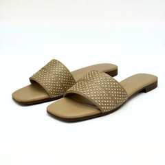 Studded Beige Slides