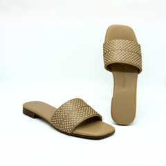 Studded Beige Slides