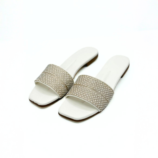 Studded Silver Slides
