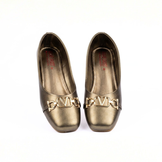 Gray Gold Pumps