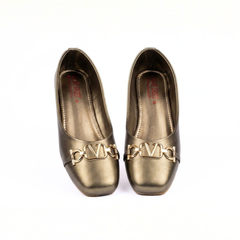 Gray Gold Pumps