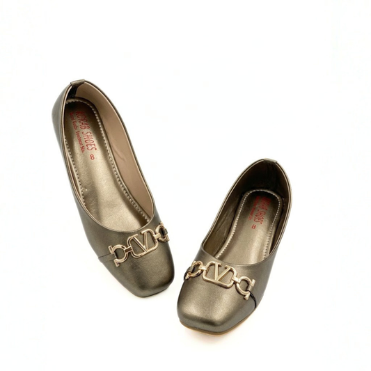 Gray Gold Pumps