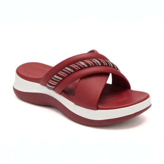 Maroon Crisscross Slides