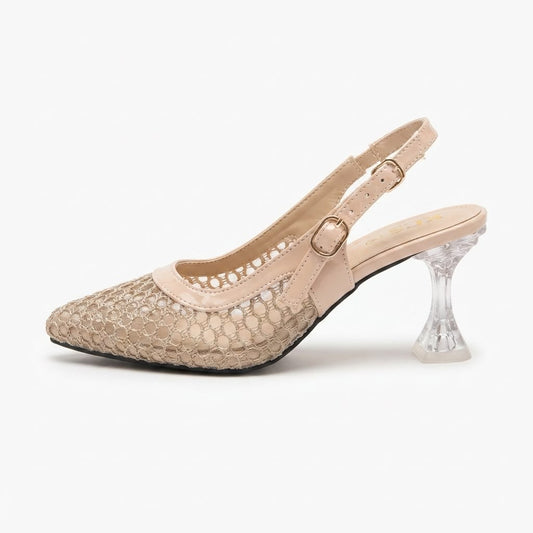 Cream mesh heels