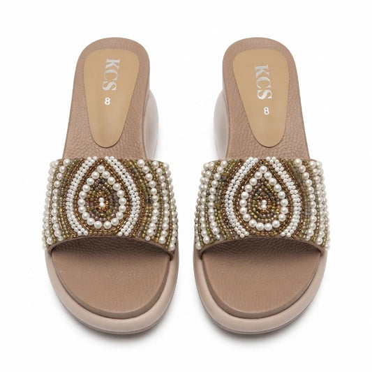 Pearl Wedge Slides