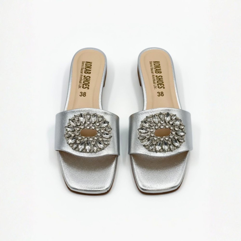 Silver Embellished Slides