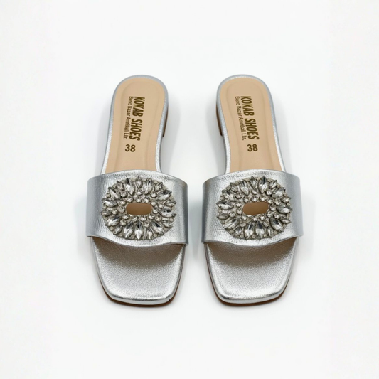 Silver Embellished Slides
