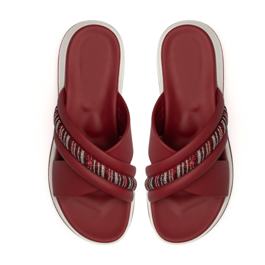 Maroon Crisscross Slides